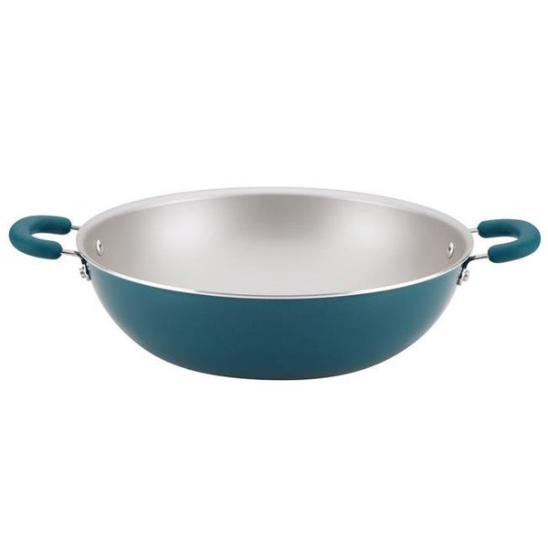 Rachael Ray Rachael Ray 12162 14.25 in. Create Delicious Aluminum Nonstick Wok - Teal Shimmer 12162